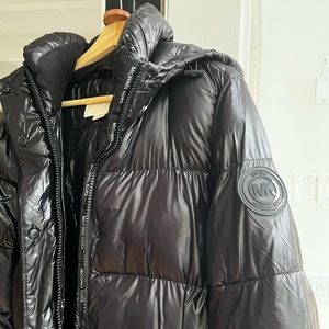 Michael Kors Long Puffer puffy black coat quilted Large